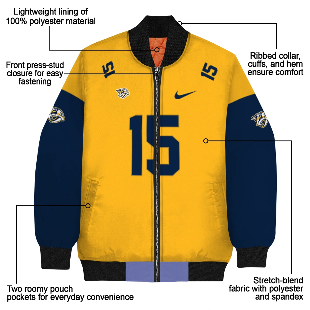 customized nashville predators team patch gold bomber jacket new arrival customized nashville predators team patch gold bomber jacket new arrival