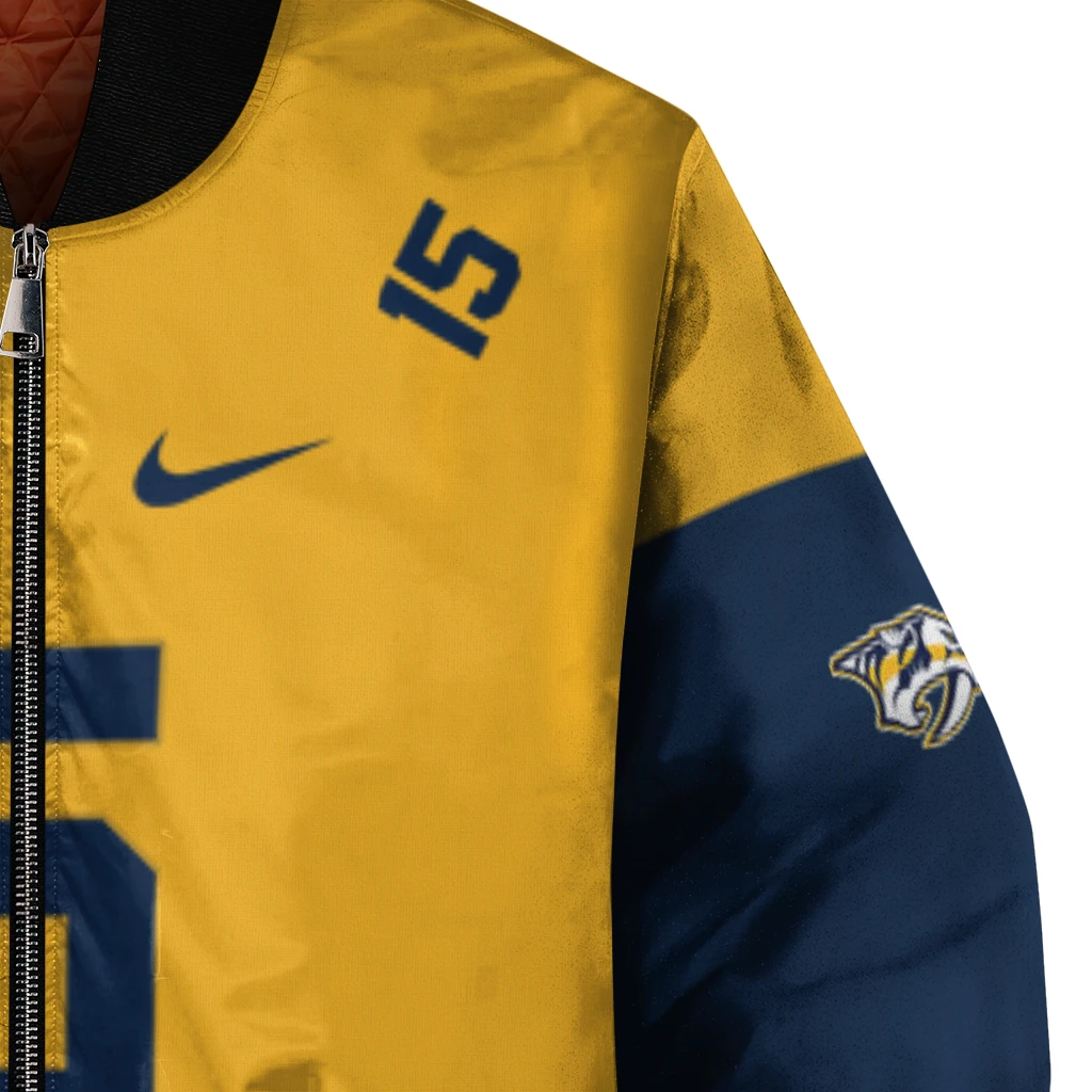 customized nashville predators team patch gold bomber jacket premium grade customized nashville predators team patch gold bomber jacket premium grade