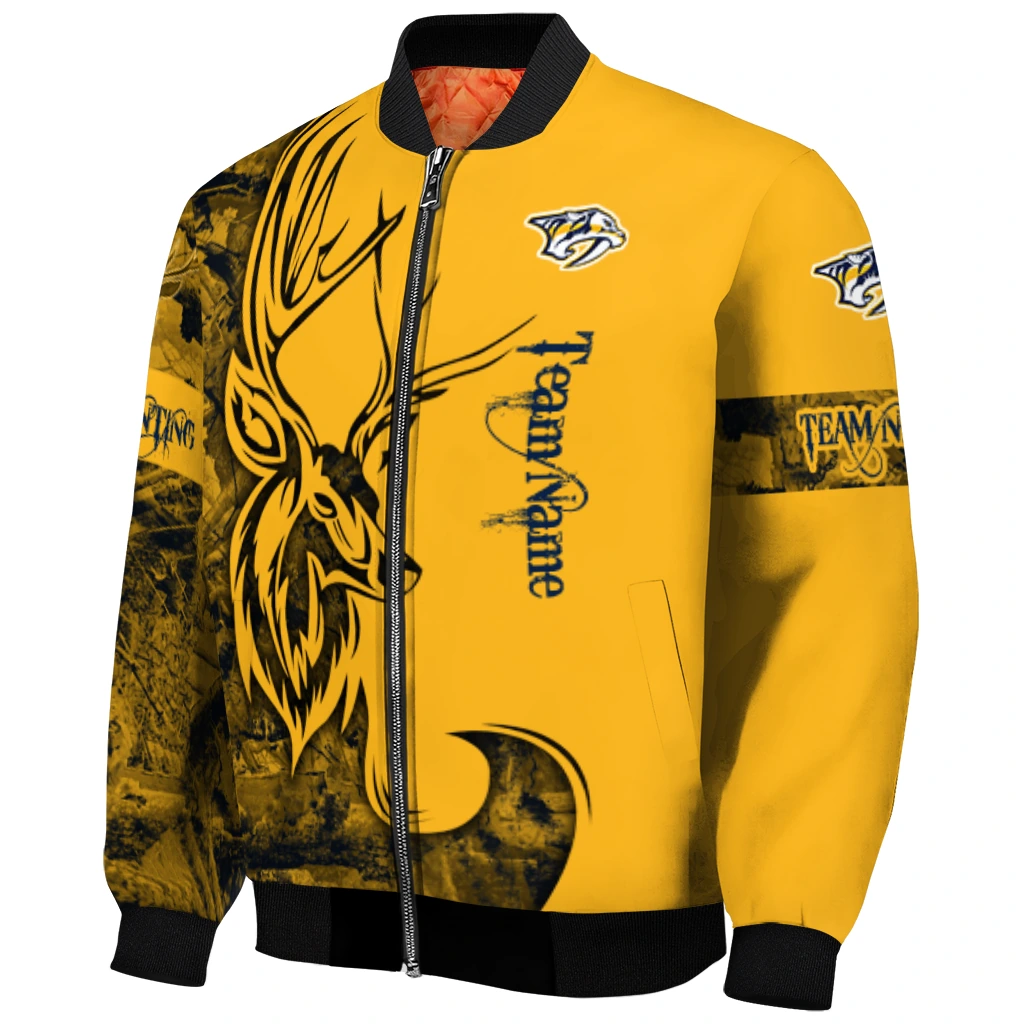 customized nashville predators tribal deer art gold bomber jacket fashion forward customized nashville predators tribal deer art gold bomber jacket fashion forward