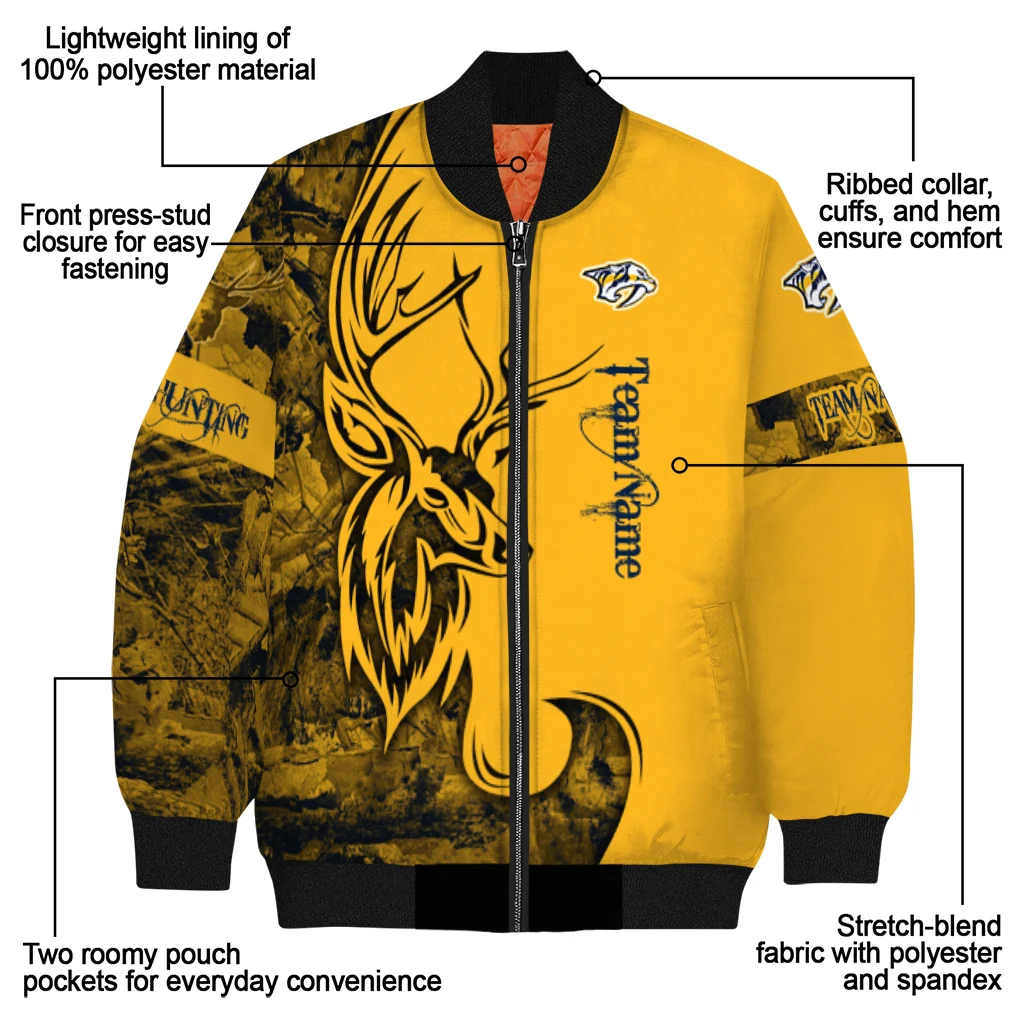 customized nashville predators tribal deer art gold bomber jacket new arrival customized nashville predators tribal deer art gold bomber jacket new arrival