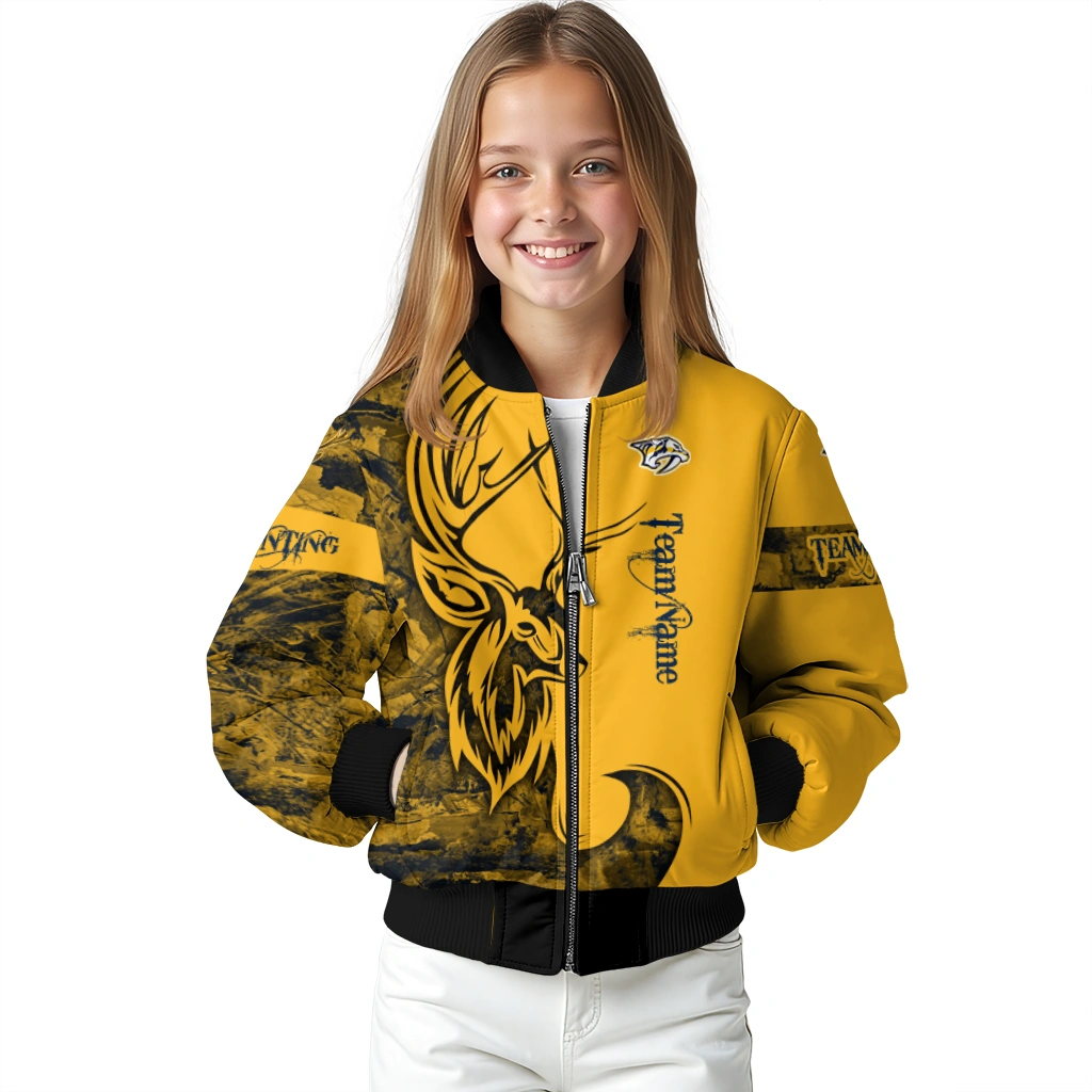 customized nashville predators tribal deer art gold bomber jacket top rated customized nashville predators tribal deer art gold bomber jacket top rated