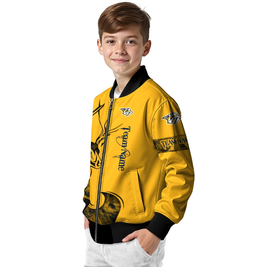 customized nashville predators tribal deer art gold bomber jacket trendy customized nashville predators tribal deer art gold bomber jacket trendy