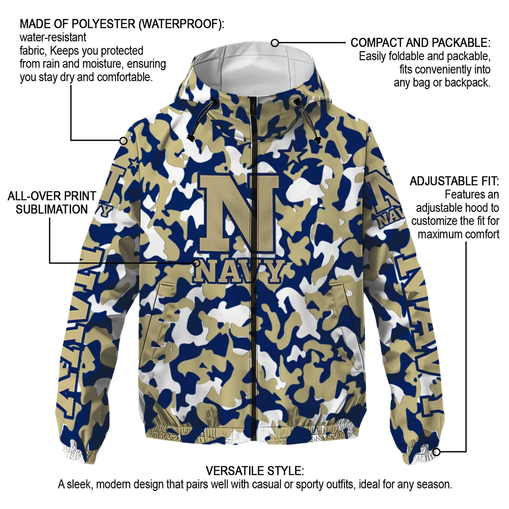 customized navy midshipmen camouflage mashup blue windbreaker jacket new arrival customized navy midshipmen camouflage mashup blue windbreaker jacket new arrival