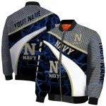 customized navy midshipmen electric flash blue bomber jacket best selling