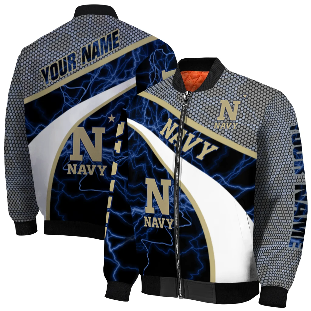 customized navy midshipmen electric flash blue bomber jacket best selling customized navy midshipmen electric flash blue bomber jacket best selling