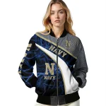 customized navy midshipmen electric flash blue bomber jacket best selling