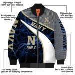 customized navy midshipmen electric flash blue bomber jacket best selling