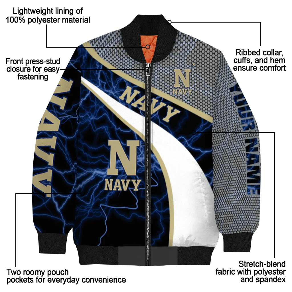 customized navy midshipmen electric flash blue bomber jacket new arrival customized navy midshipmen electric flash blue bomber jacket new arrival