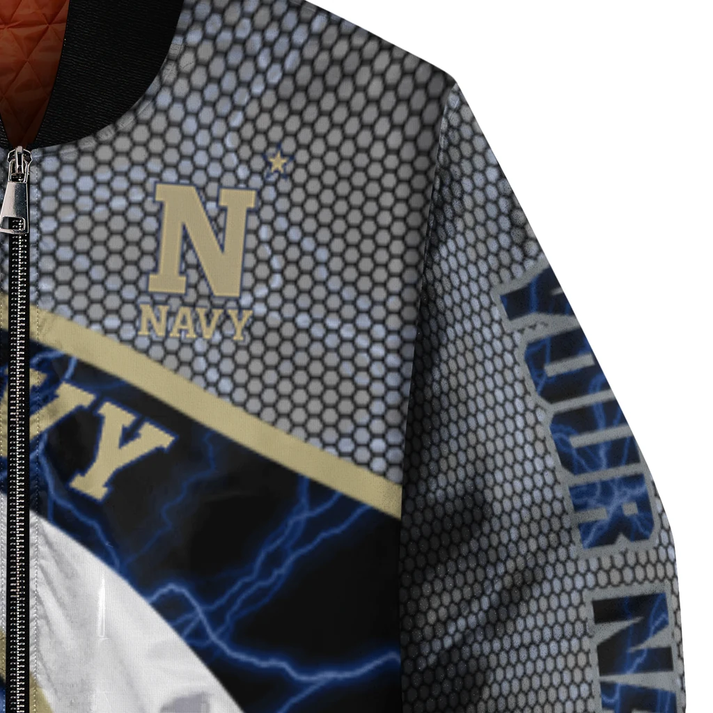 customized navy midshipmen electric flash blue bomber jacket premium grade customized navy midshipmen electric flash blue bomber jacket premium grade
