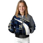customized navy midshipmen electric flash blue bomber jacket best selling
