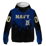 customized navy midshipmen flame trim blue black windbreaker jacket best selling