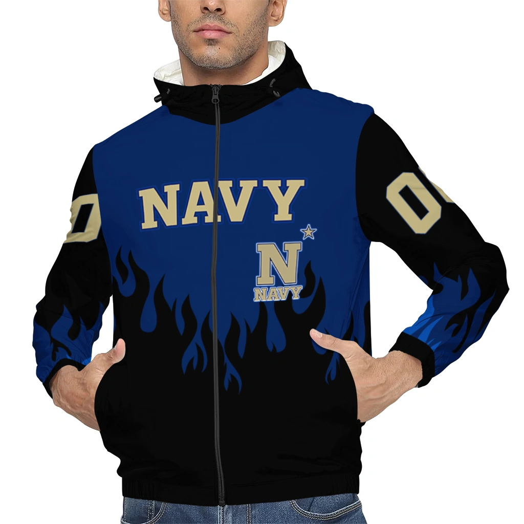 customized navy midshipmen flame trim blue black windbreaker jacket top rated customized navy midshipmen flame trim blue black windbreaker jacket top rated