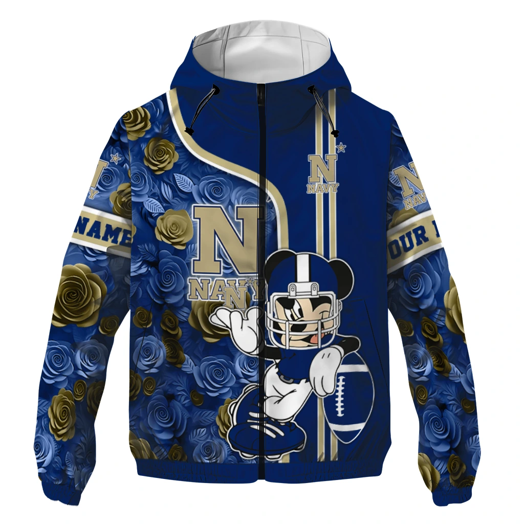 customized navy midshipmen football micky mouse blue windbreaker jacket best selling customized navy midshipmen football micky mouse blue windbreaker jacket best selling