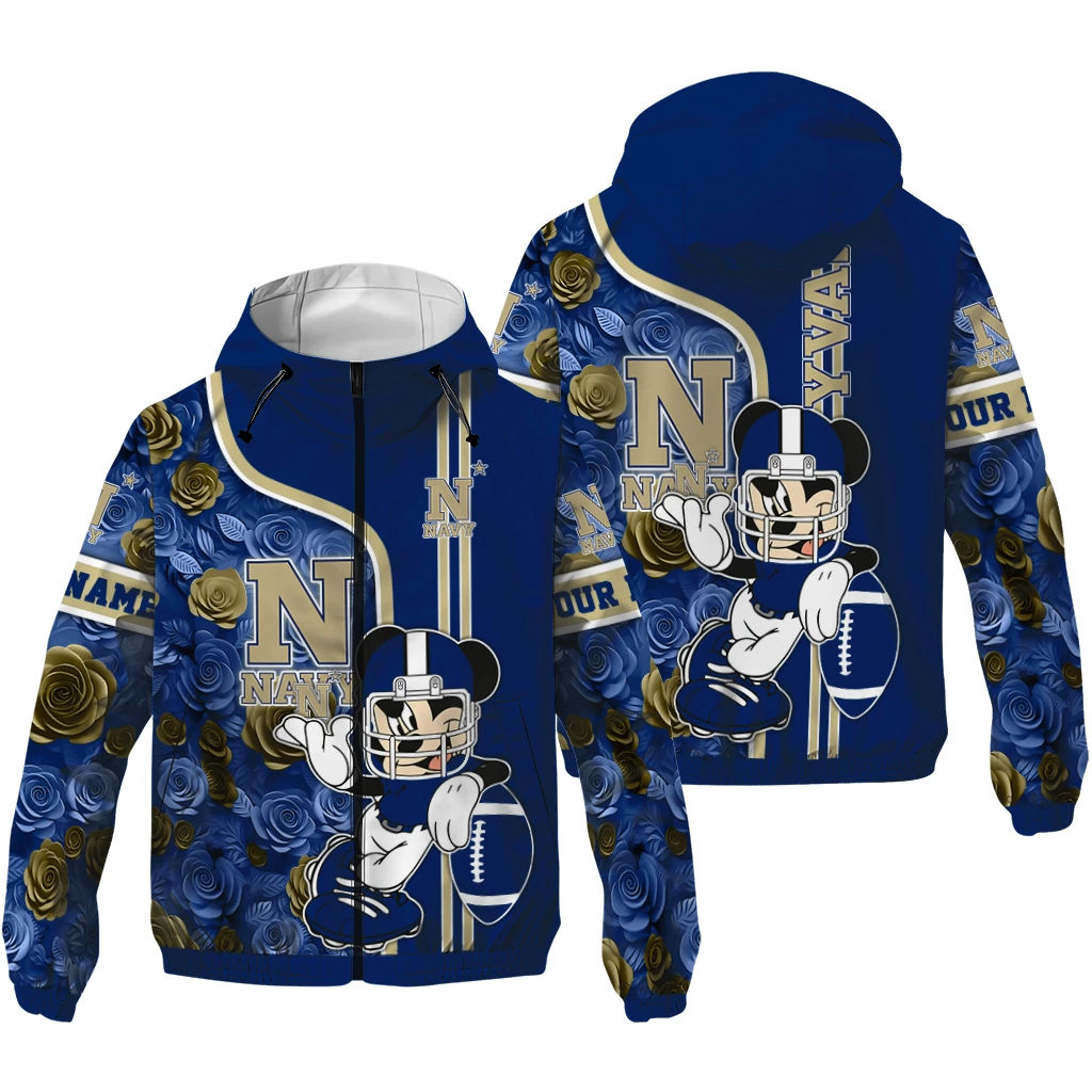 customized navy midshipmen football micky mouse blue windbreaker jacket high quality customized navy midshipmen football micky mouse blue windbreaker jacket high quality
