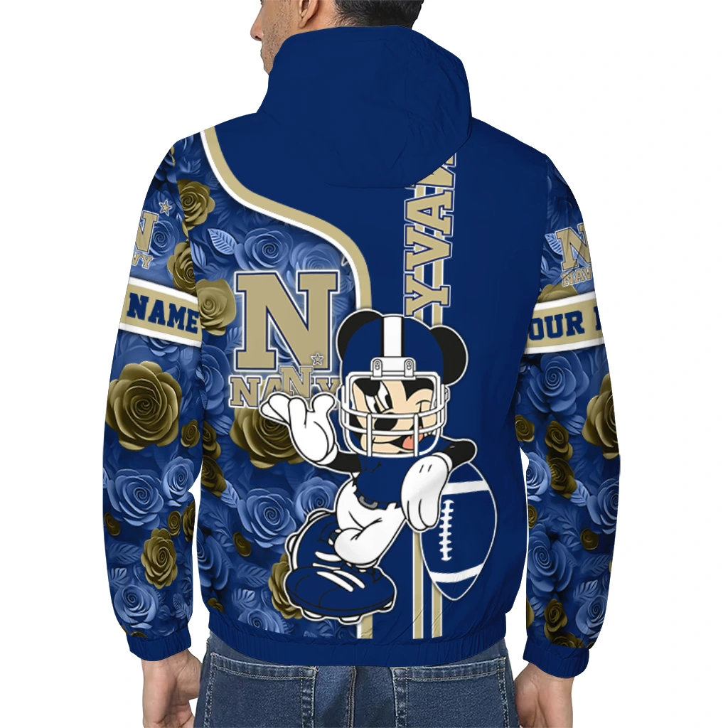 customized navy midshipmen football micky mouse blue windbreaker jacket trendy customized navy midshipmen football micky mouse blue windbreaker jacket trendy