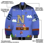 customized navy midshipmen mario blocks blue black varsity jacket best selling
