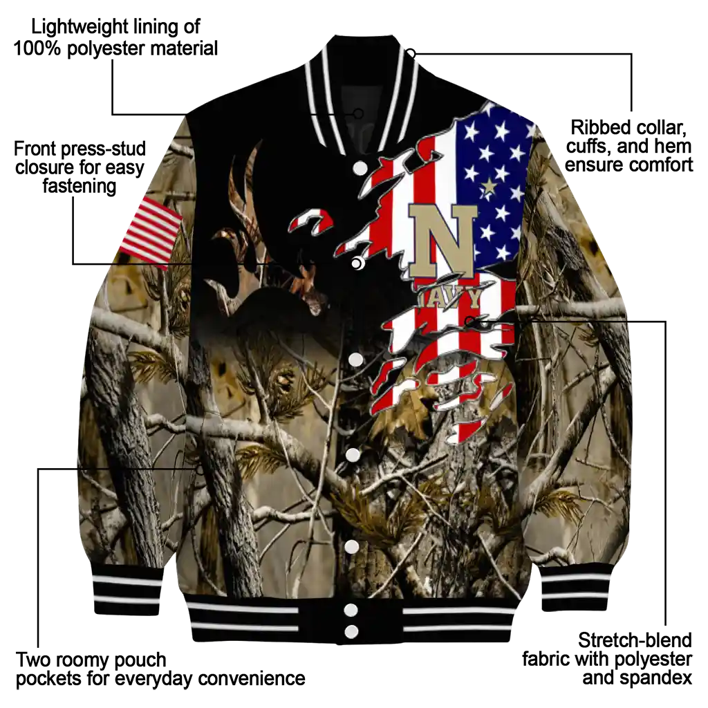 customized navy midshipmen patriot deer camouflage varsity jacket new arrival customized navy midshipmen patriot deer camouflage varsity jacket new arrival