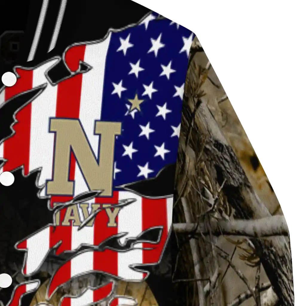 customized navy midshipmen patriot deer camouflage varsity jacket premium grade customized navy midshipmen patriot deer camouflage varsity jacket premium grade