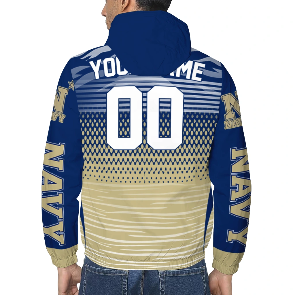 customized navy midshipmen pattern layers blue windbreaker jacket trendy customized navy midshipmen pattern layers blue windbreaker jacket trendy