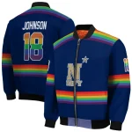 customized navy midshipmen rainbow jersey number blue bomber jacket best selling
