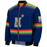 customized navy midshipmen rainbow jersey number blue bomber jacket best selling