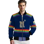 customized navy midshipmen rainbow jersey number blue bomber jacket best selling
