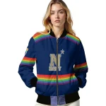 customized navy midshipmen rainbow jersey number blue bomber jacket best selling