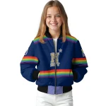 customized navy midshipmen rainbow jersey number blue bomber jacket best selling