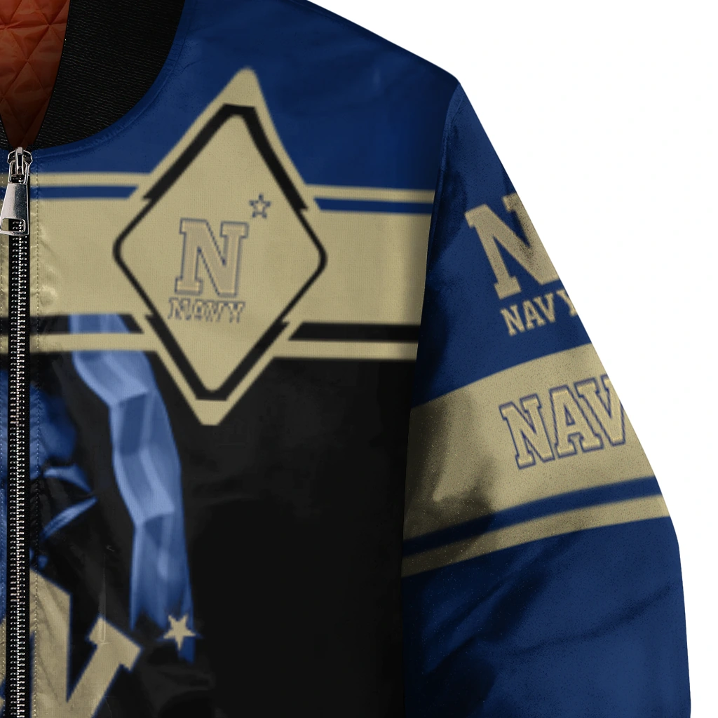 customized navy midshipmen reaper hands blue black bomber jacket premium grade customized navy midshipmen reaper hands blue black bomber jacket premium grade