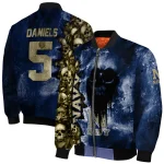 customized navy midshipmen skull cluster blue bomber jacket best selling