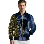 customized navy midshipmen skull cluster blue bomber jacket best selling