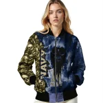customized navy midshipmen skull cluster blue bomber jacket best selling