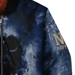 customized navy midshipmen skull cluster blue bomber jacket best selling