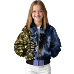 customized navy midshipmen skull cluster blue bomber jacket best selling