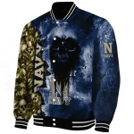customized navy midshipmen skull cluster blue varsity jacket best selling