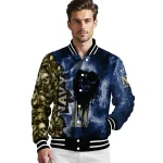 customized navy midshipmen skull cluster blue varsity jacket best selling