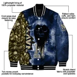 customized navy midshipmen skull cluster blue varsity jacket best selling
