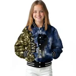 customized navy midshipmen skull cluster blue varsity jacket best selling