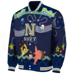 customized navy midshipmen spongebob playtime blue varsity jacket best selling