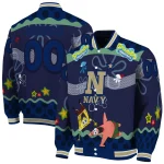 customized navy midshipmen spongebob playtime blue varsity jacket best selling