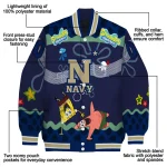 customized navy midshipmen spongebob playtime blue varsity jacket best selling