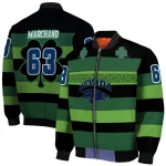 customized nevada wolf pack clover green lines green black bomber jacket best selling
