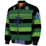 customized nevada wolf pack clover green lines green black bomber jacket best selling