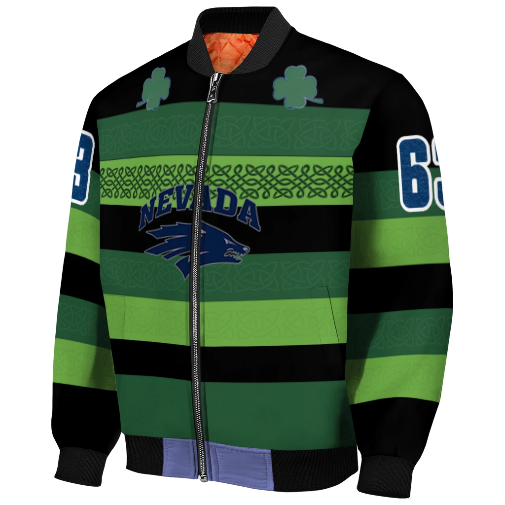 customized nevada wolf pack clover green lines green black bomber jacket fashion forward customized nevada wolf pack clover green lines green black bomber jacket fashion forward