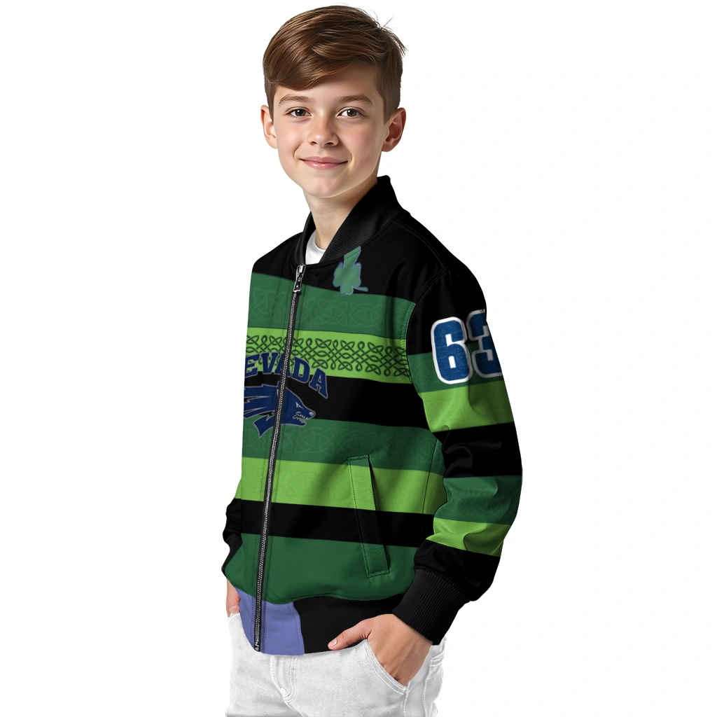 customized nevada wolf pack clover green lines green black bomber jacket trendy customized nevada wolf pack clover green lines green black bomber jacket trendy