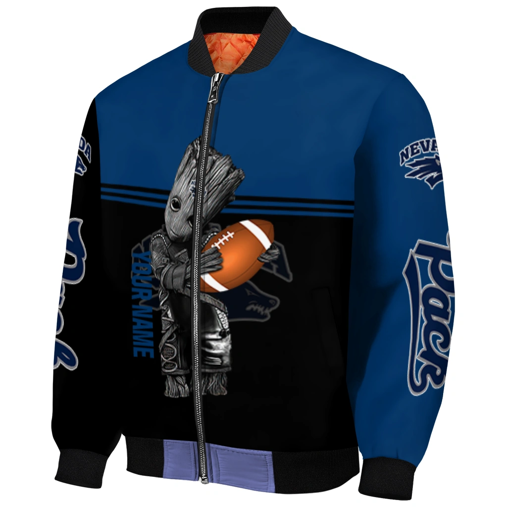 customized nevada wolf pack groot football blue black bomber jacket fashion forward customized nevada wolf pack groot football blue black bomber jacket fashion forward