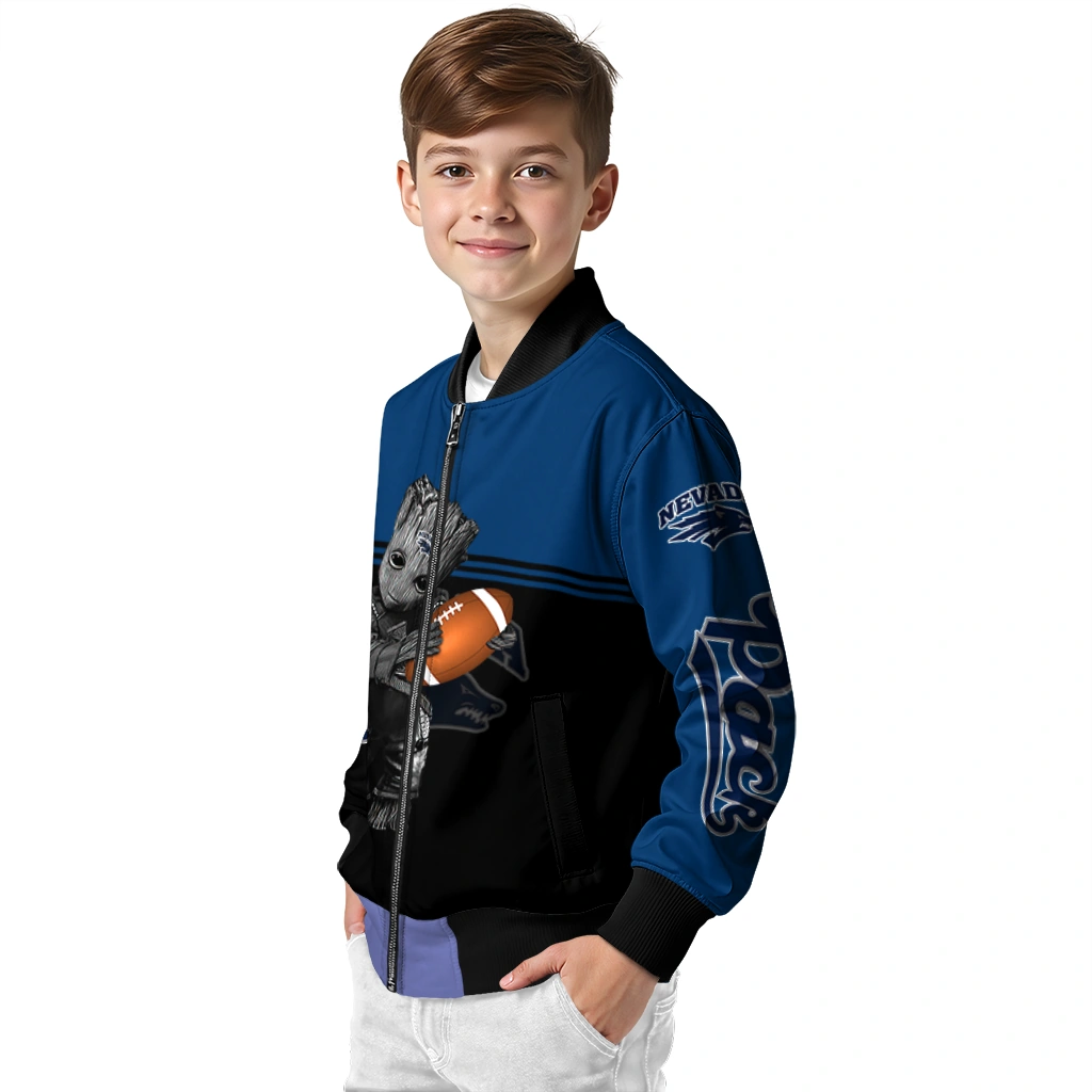customized nevada wolf pack groot football blue black bomber jacket trendy customized nevada wolf pack groot football blue black bomber jacket trendy
