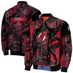 customized new jersey devils antlers motif red black bomber jacket best selling