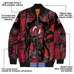 customized new jersey devils antlers motif red black bomber jacket best selling
