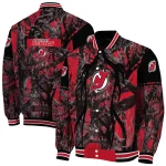 customized new jersey devils antlers motif red black varsity jacket best selling